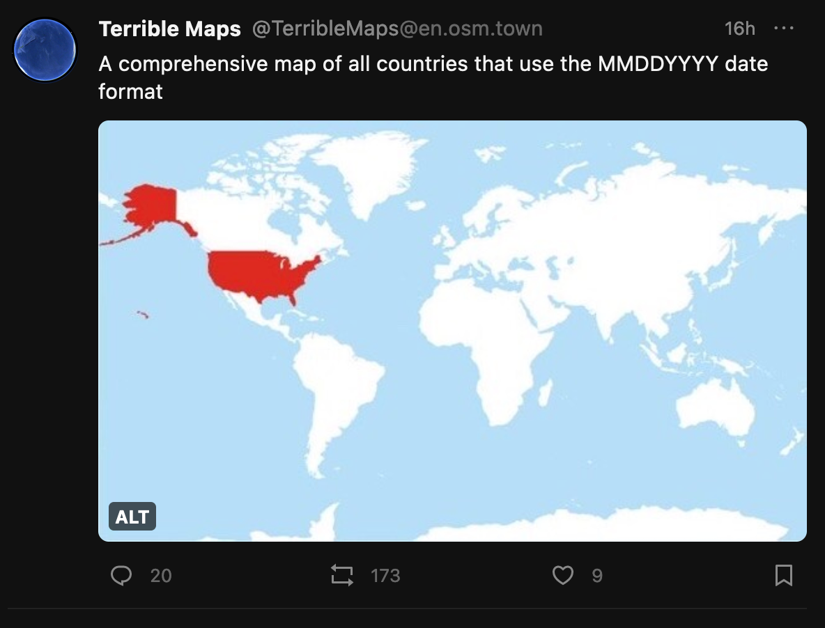 A comprehensive map of all countries that use the MMDDYYYY date format